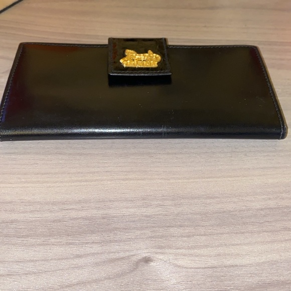 CELINE BLACK LEATHER HORSE AND CARRIAGE KISSLOCK VINTAGE WALLET - Picture 8 of 9